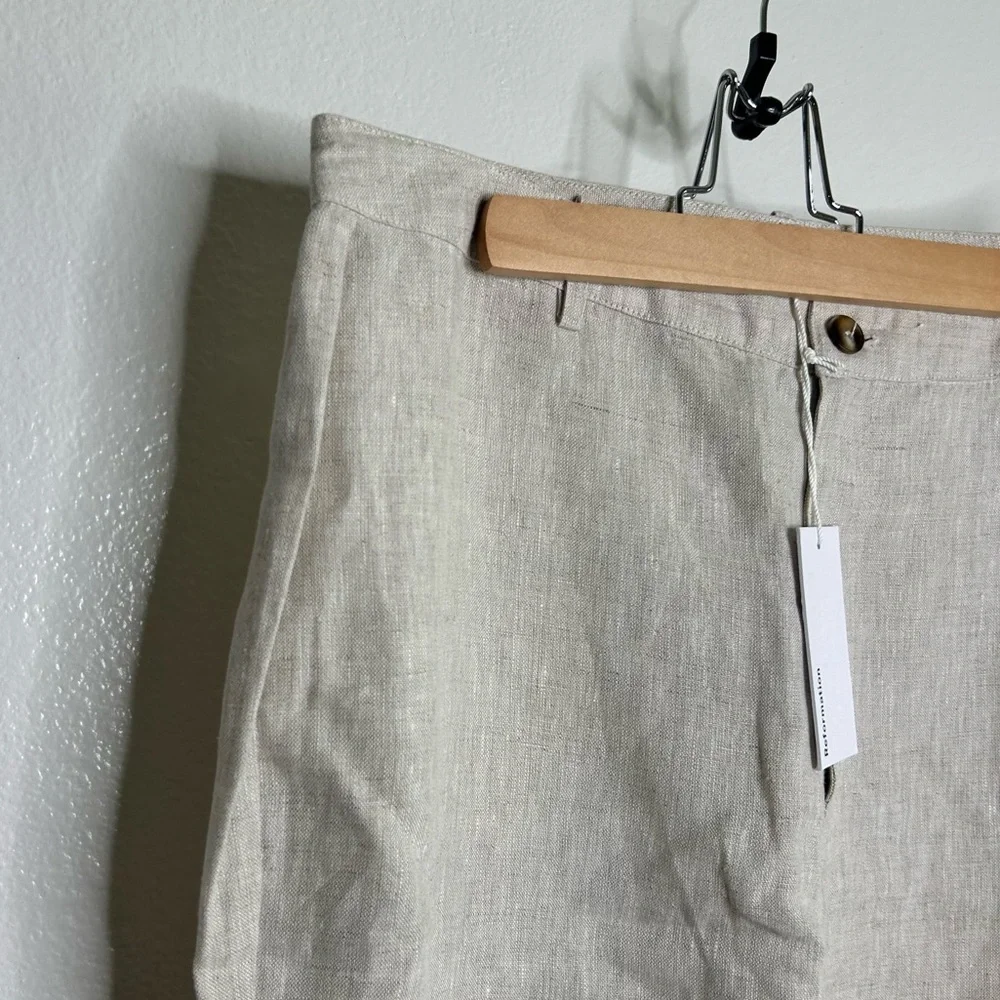 NWT NEW Reformation 100% Linen Freddie Straight Leg Trouser Pant in Oatmeal